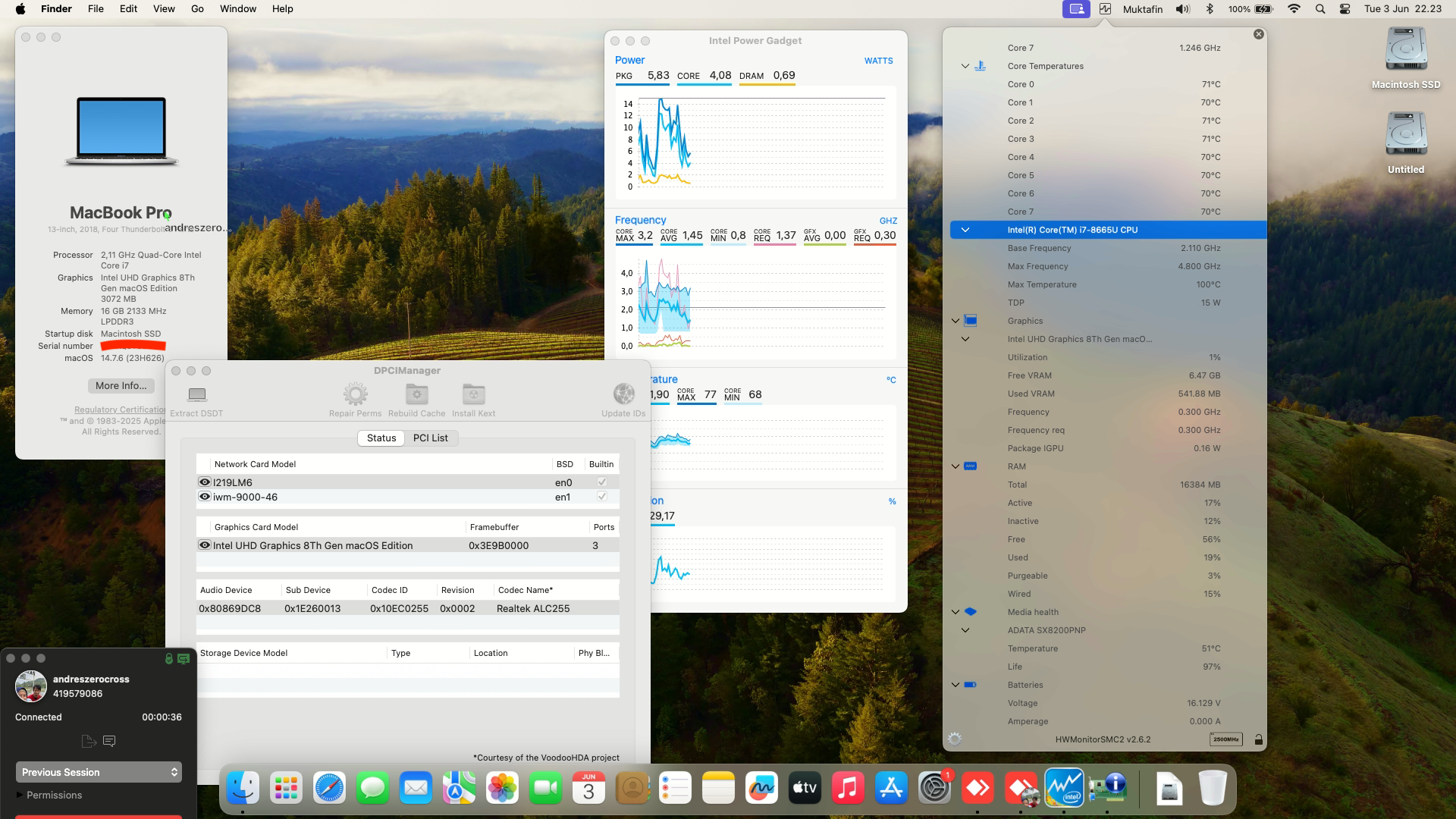 Success Hackintosh macOS Sonoma 14.7.6 Build 23H626 in Fujitsu LifeBook U939